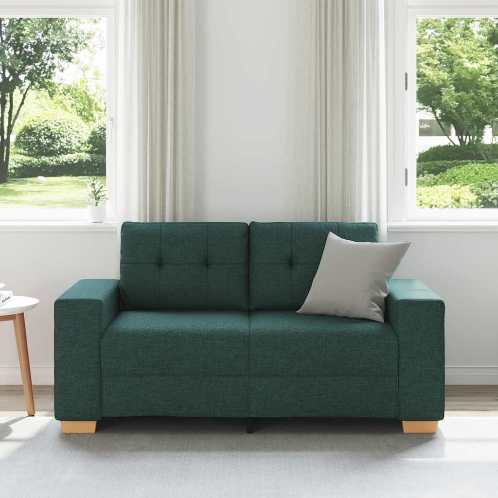 sötétzöld szövet loveseat kanapé 160x77x82 cm