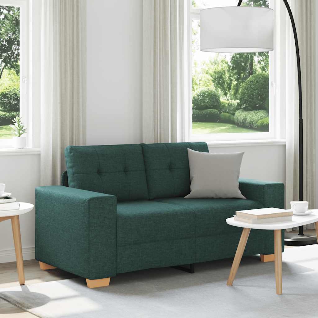 sötétzöld szövet loveseat kanapé 160x77x82 cm
