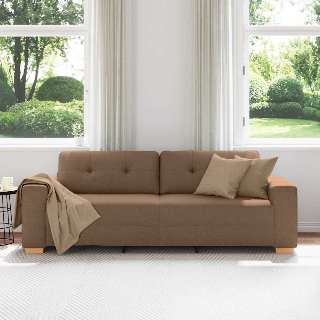 3-Fős kanapé Barna 220 cm szövet