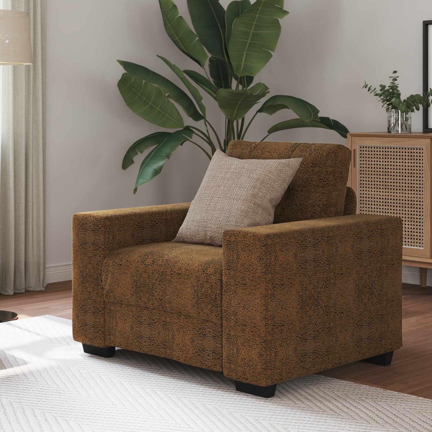 Fotel Barna 100 cm Műsuede Bőr