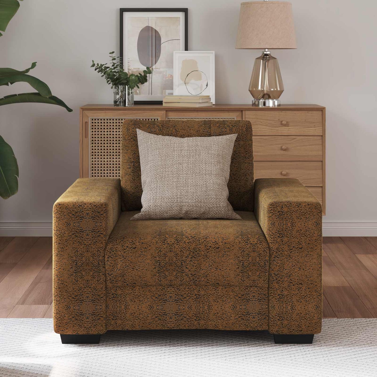 Fotel Barna 100 cm Műsuede Bőr
