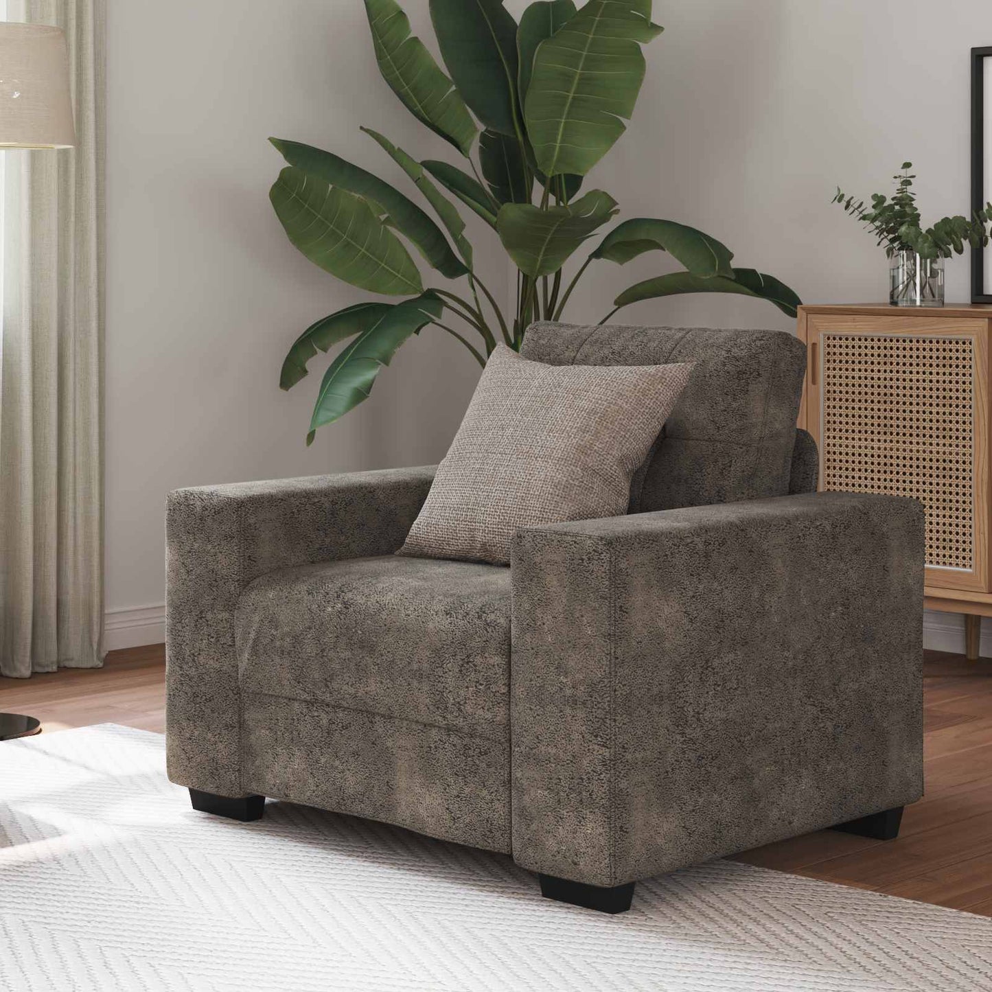 Fotel Sötétszürke 100 cm Műsuede Bőr