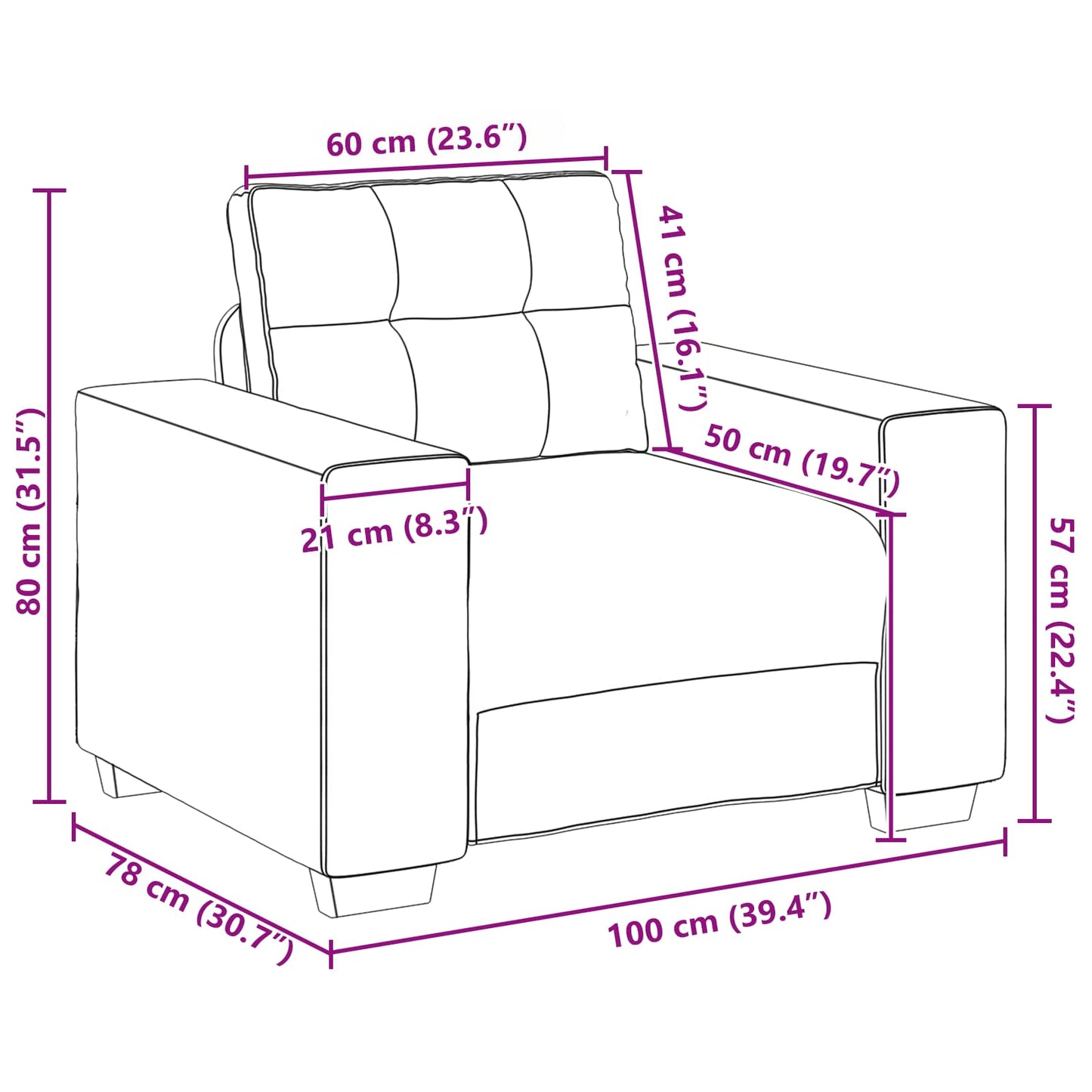 Fotel Sötétszürke 100 cm Műsuede Bőr