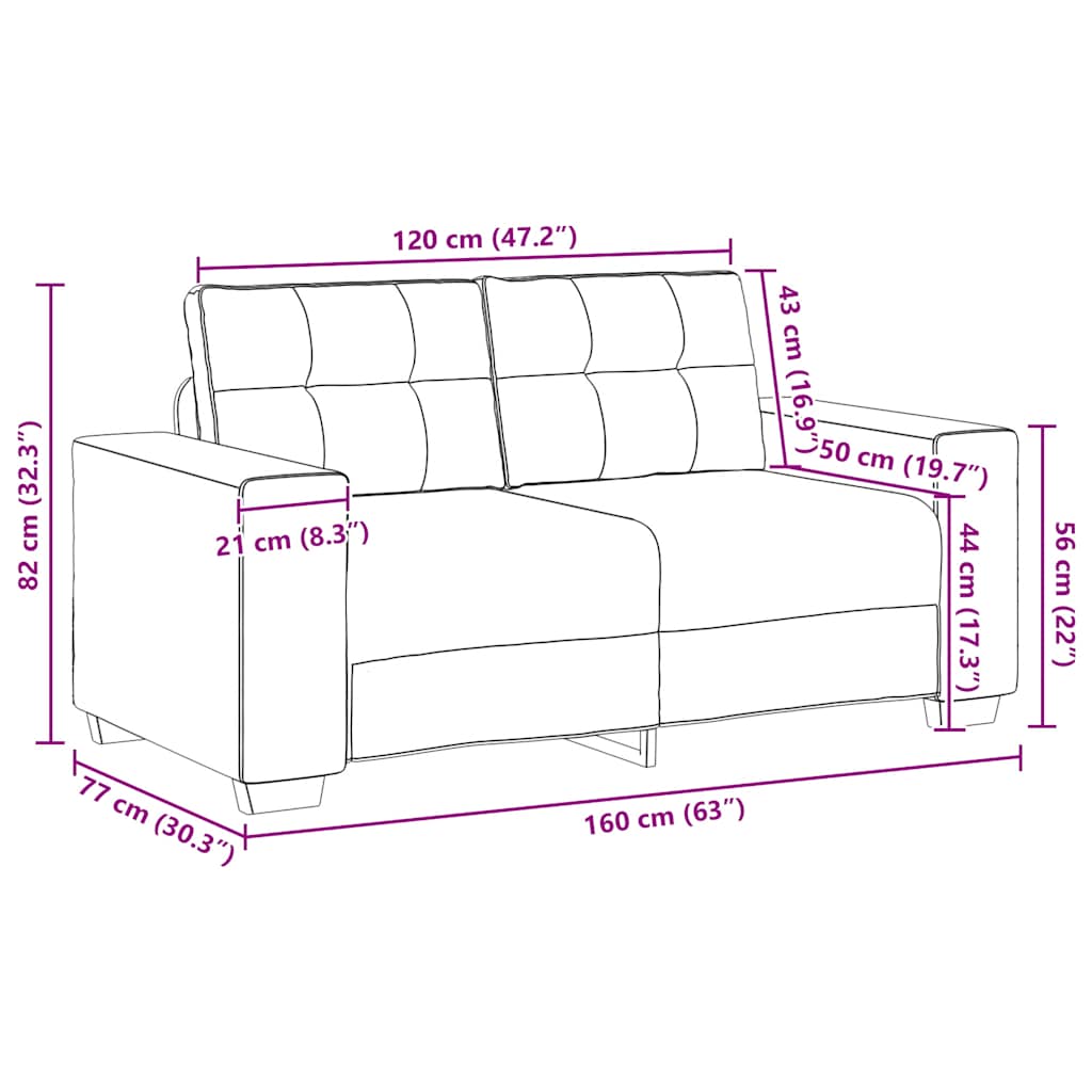 világosszürke bársony loveseat kanapé 160x77x82 cm
