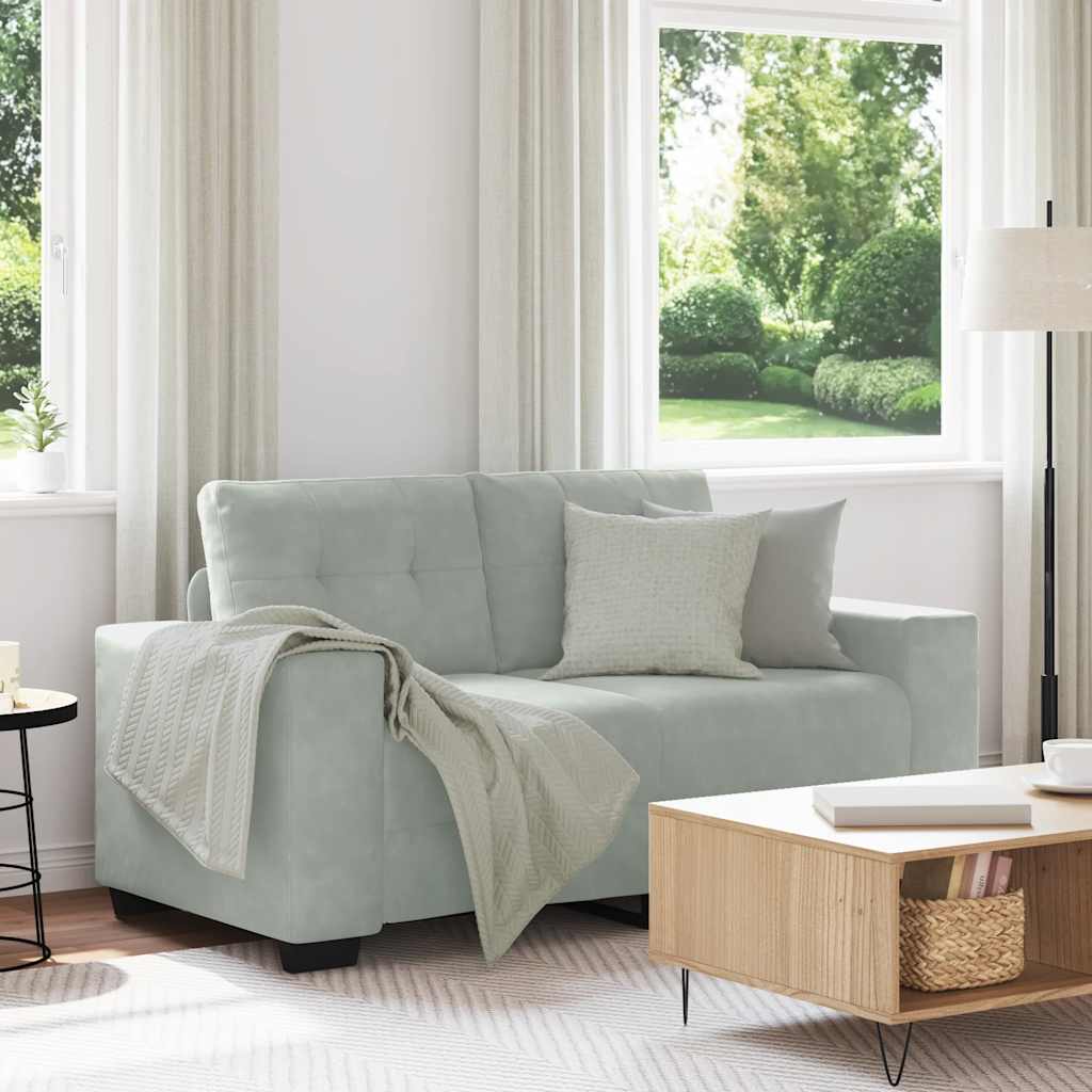 világosszürke bársony loveseat kanapé 160x77x82 cm