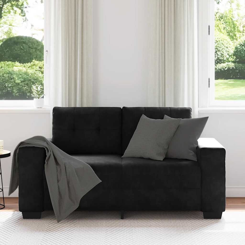 fekete bársony loveseat kanapé 160x77x82 cm