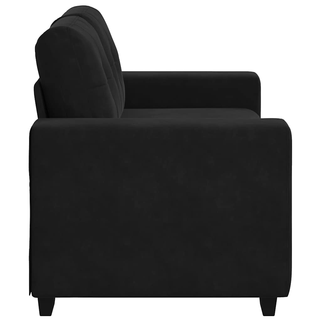 fekete bársony loveseat kanapé 160x77x82 cm