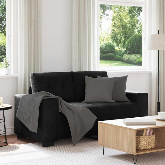 fekete bársony loveseat kanapé 160x77x82 cm