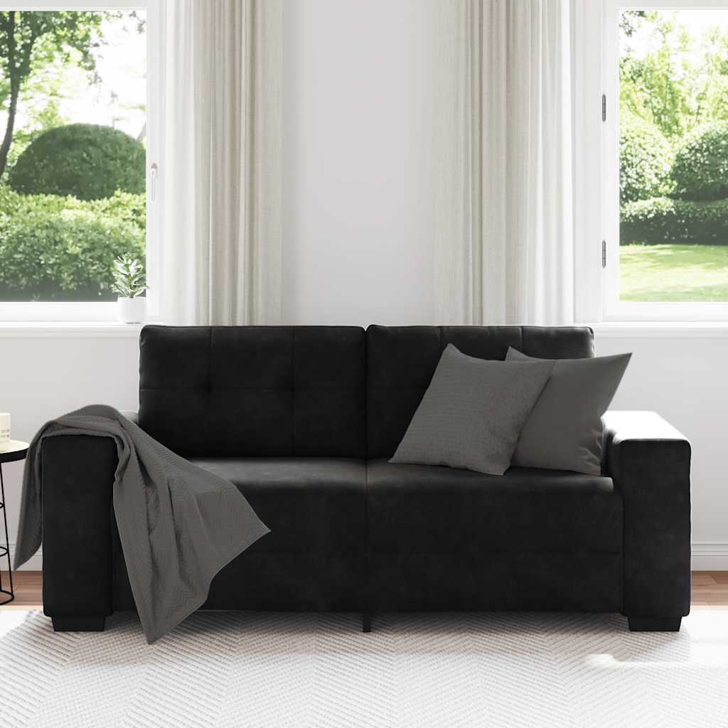 fekete bársony loveseat kanapé 180x77x82 cm