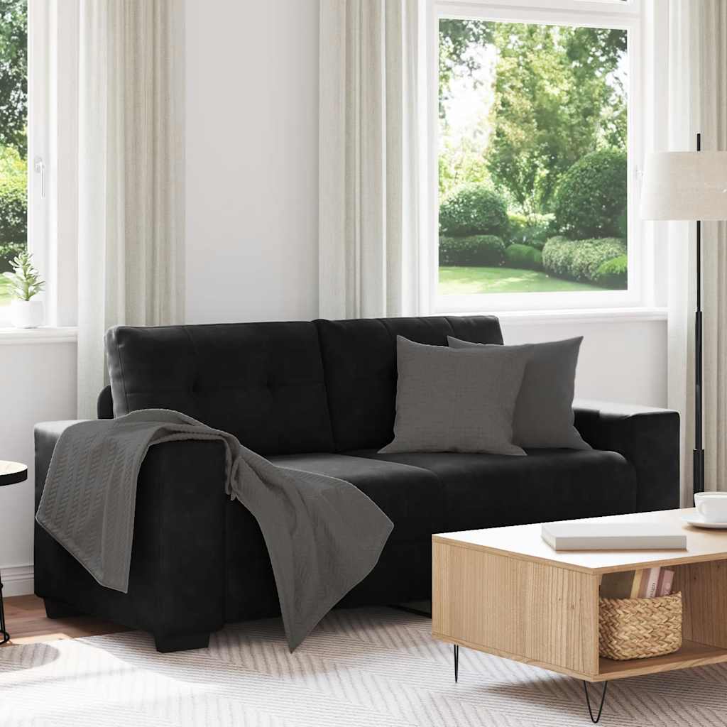 fekete bársony loveseat kanapé 180x77x82 cm