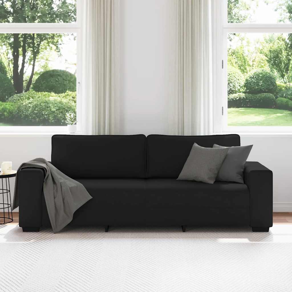 3 személyes fekete szövetkanapé 220x77x82 cm