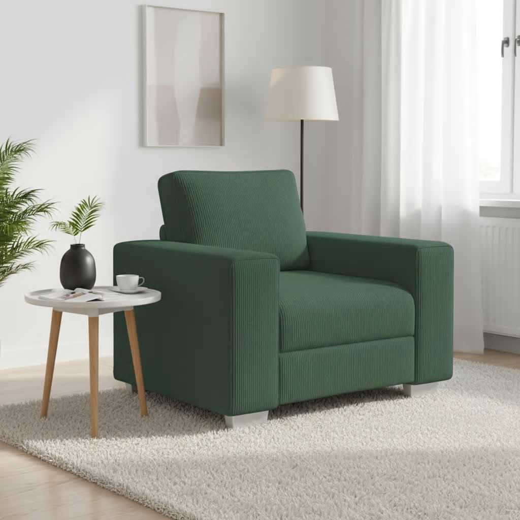 sötétzöld kordbársony szövet kanapéfotel 100 x 77 x 82 cm