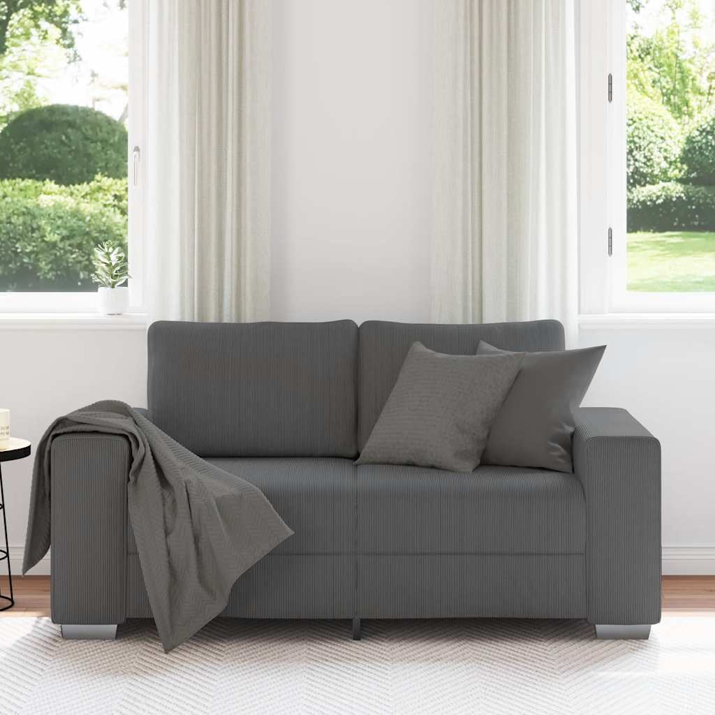 sötétszürke kordbársony szövet loveseat kanapé 160x77x82 cm