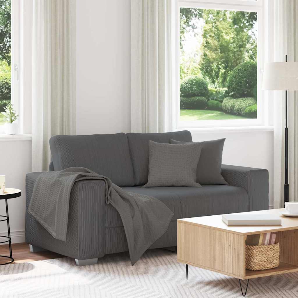 sötétszürke kordbársony szövet loveseat kanapé 160x77x82 cm