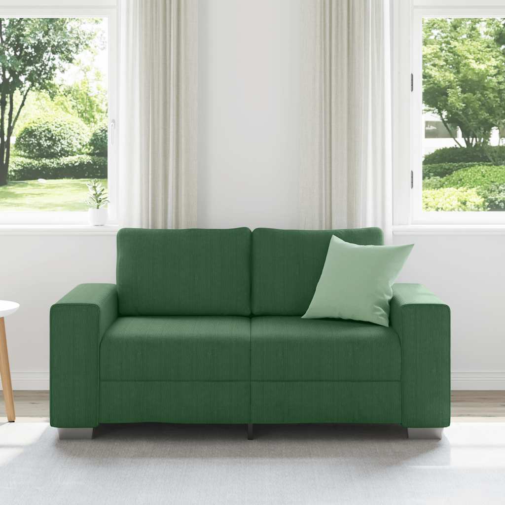 sötétzöld kétszemélyes kanapé 160 x 77 x 82 cm kordbársony szövet