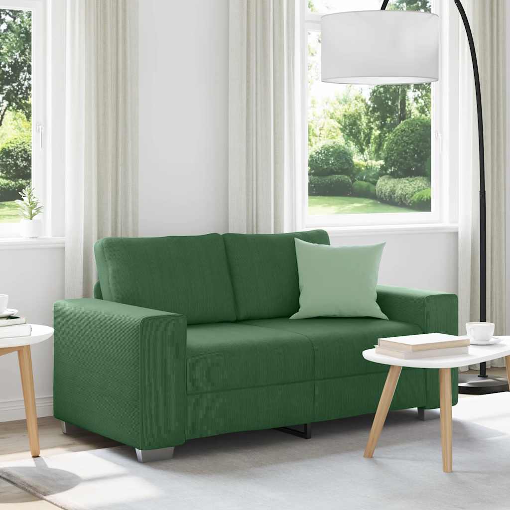 sötétzöld kétszemélyes kanapé 160 x 77 x 82 cm kordbársony szövet