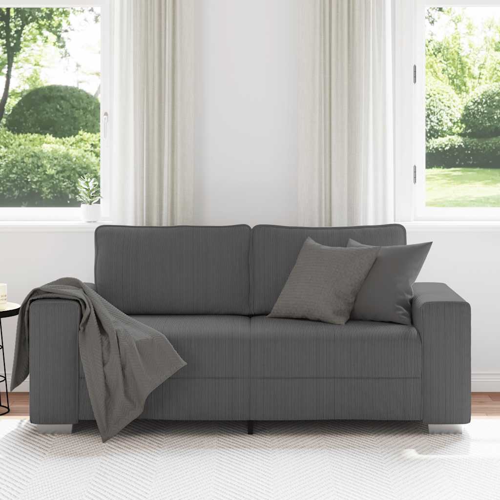 sötétszürke kordbársony szövet loveseat kanapé 180x77x82 cm