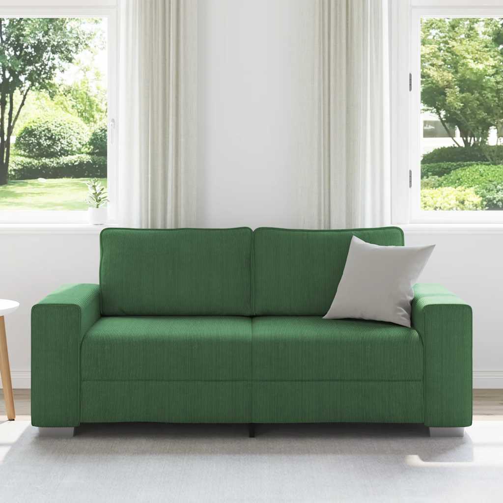 sötétzöld kétszemélyes kanapé 180 x 77 x 82 cm kordbársony szövet