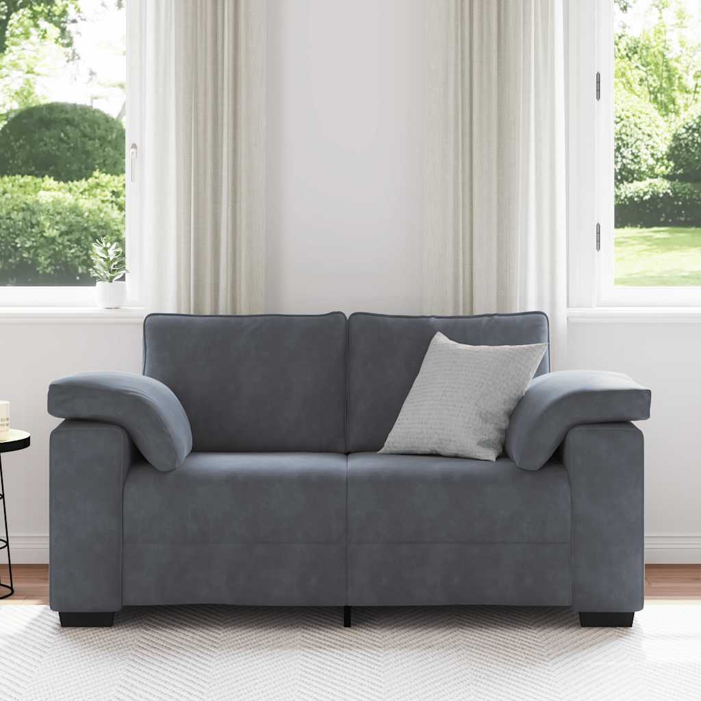 sötétszürke bársony loveseat kanapé 160x77x82 cm