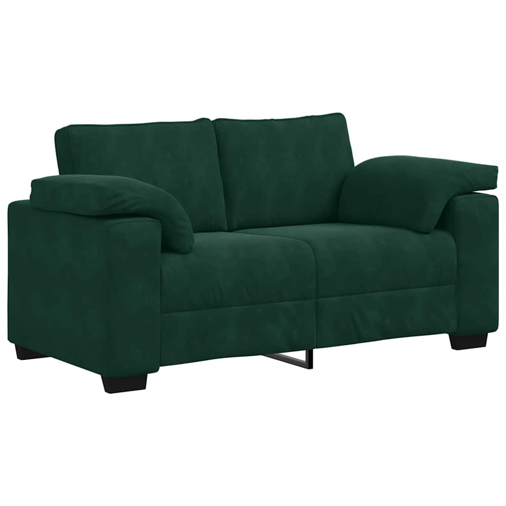 sötétzöld bársony loveseat kanapé 160x77x82 cm