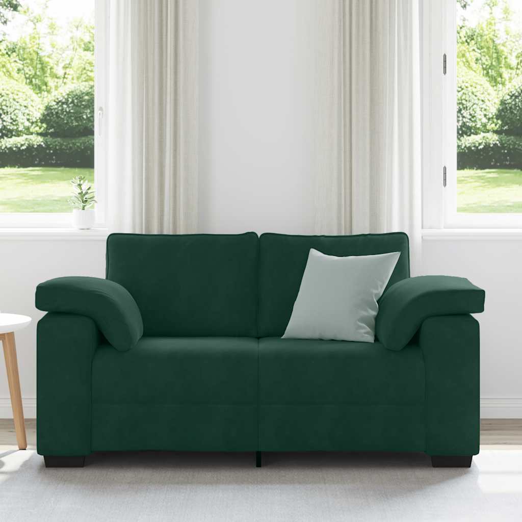 sötétzöld bársony loveseat kanapé 160x77x82 cm