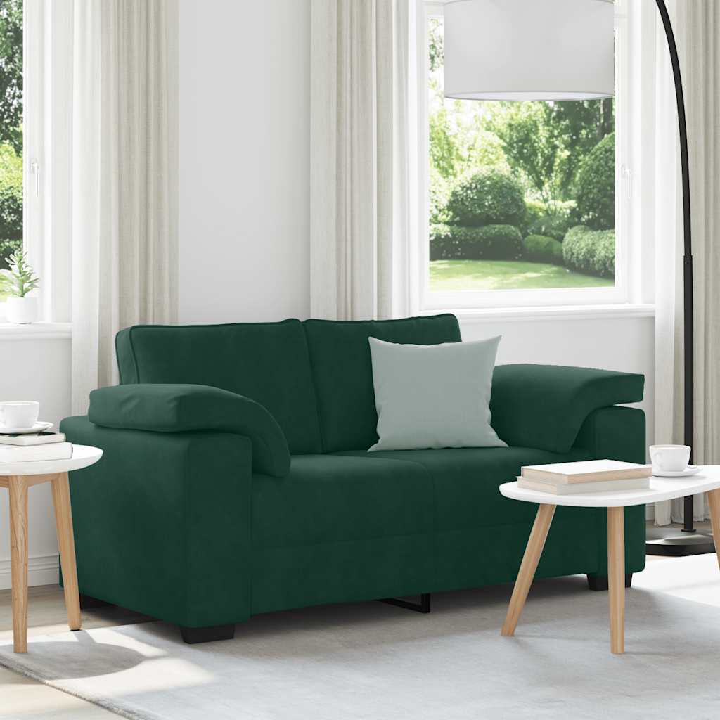 sötétzöld bársony loveseat kanapé 160x77x82 cm