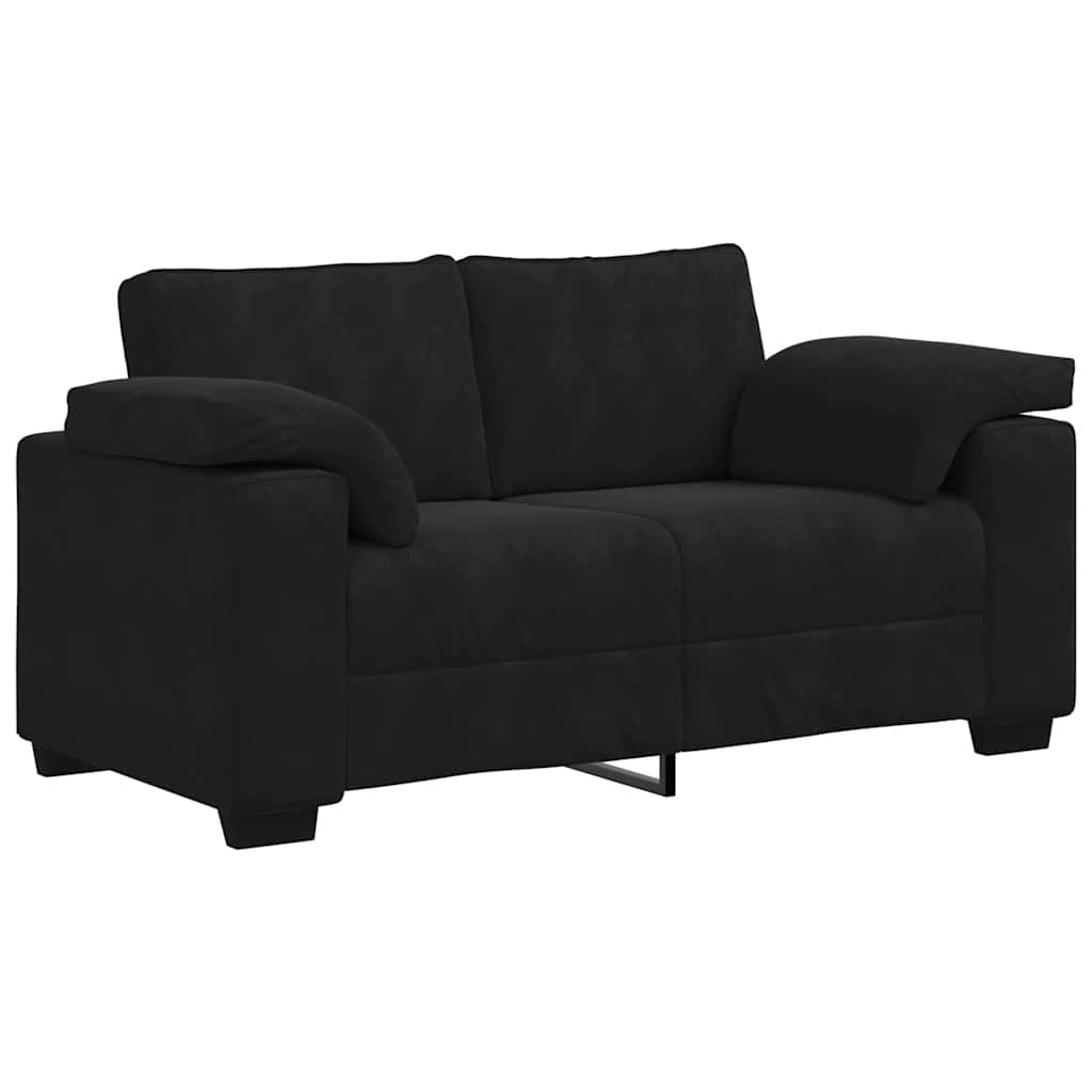 fekete bársony loveseat kanapé 160x77x82 cm
