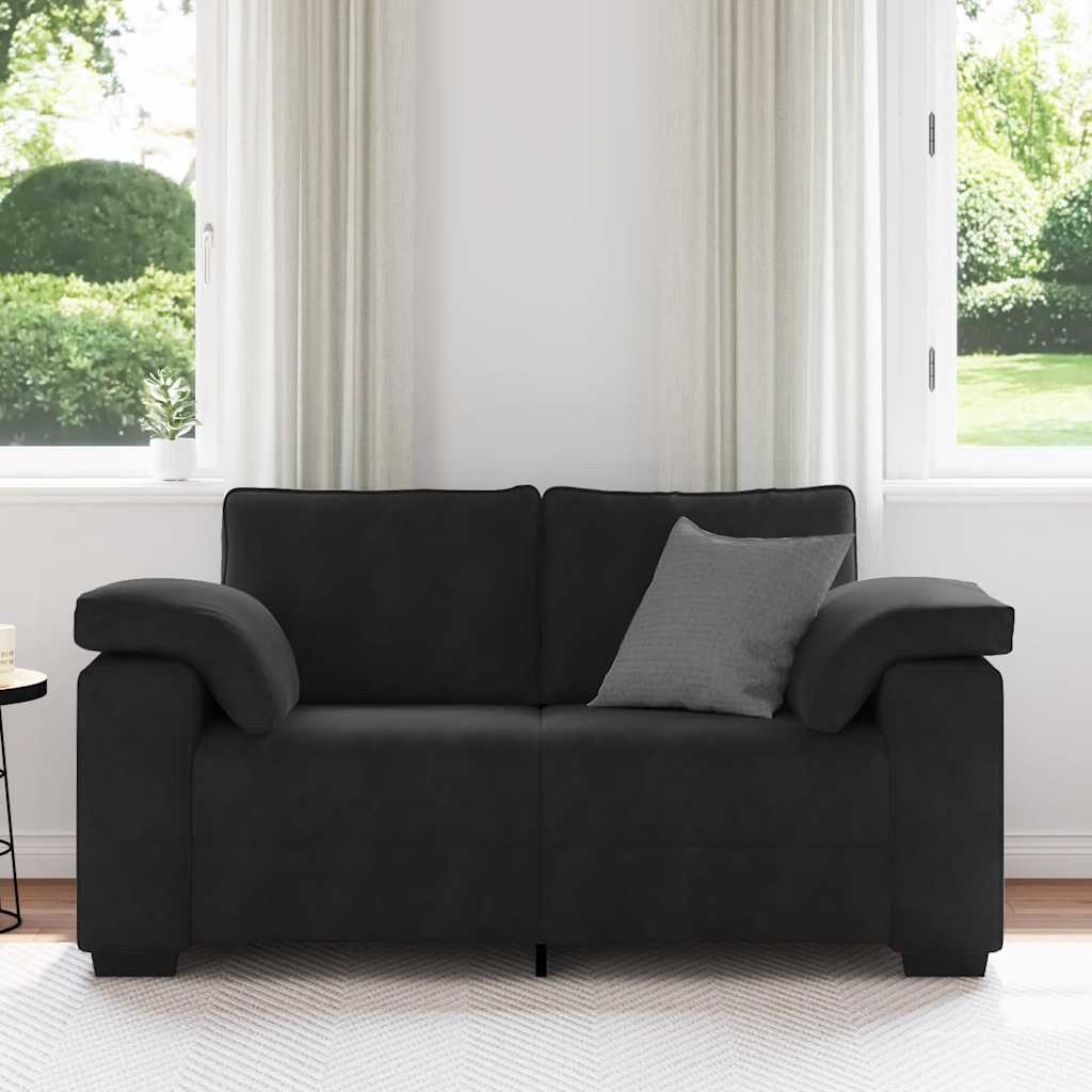fekete bársony loveseat kanapé 160x77x82 cm
