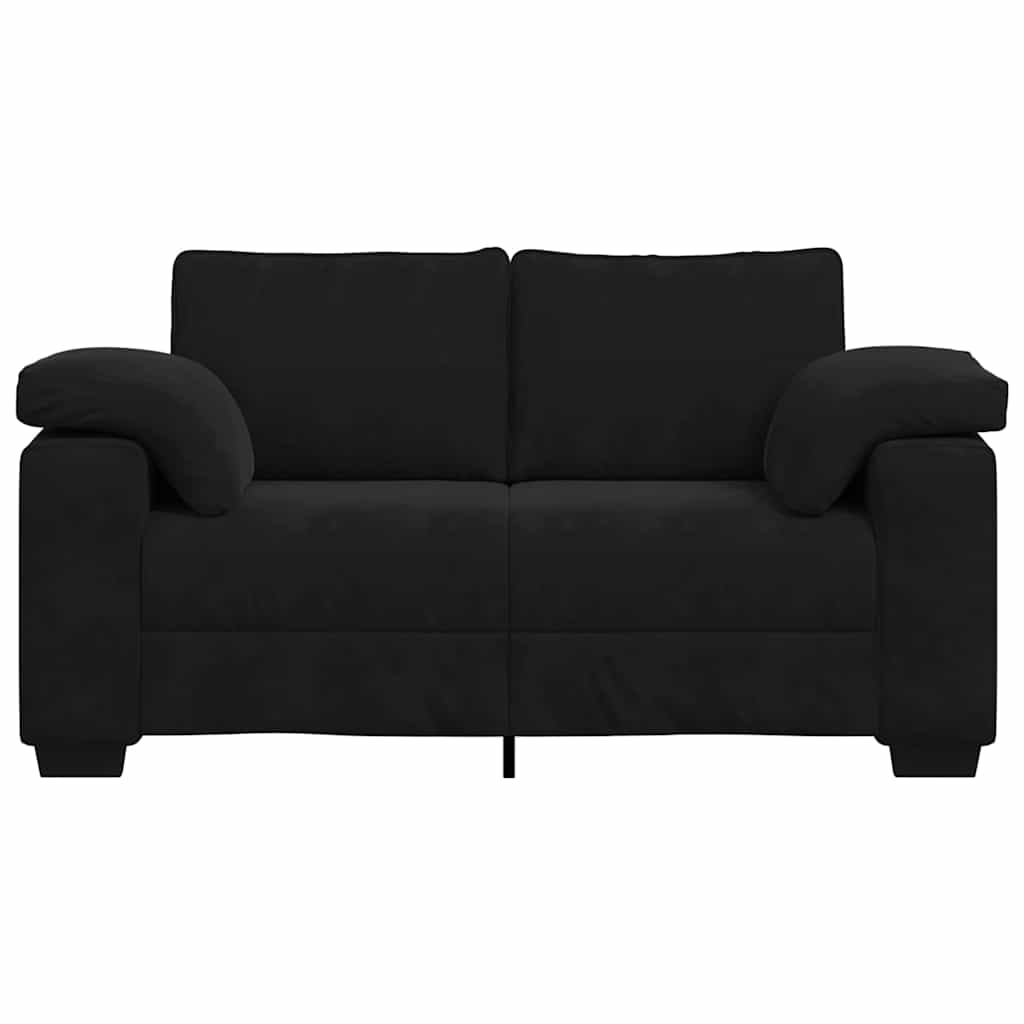 fekete bársony loveseat kanapé 160x77x82 cm