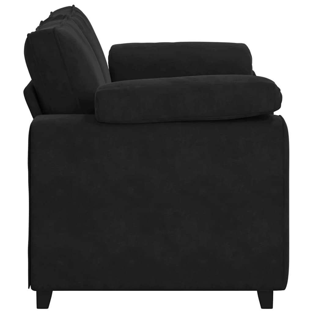 fekete bársony loveseat kanapé 160x77x82 cm