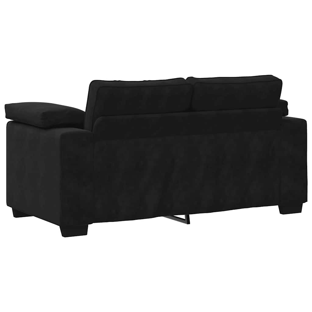fekete bársony loveseat kanapé 160x77x82 cm