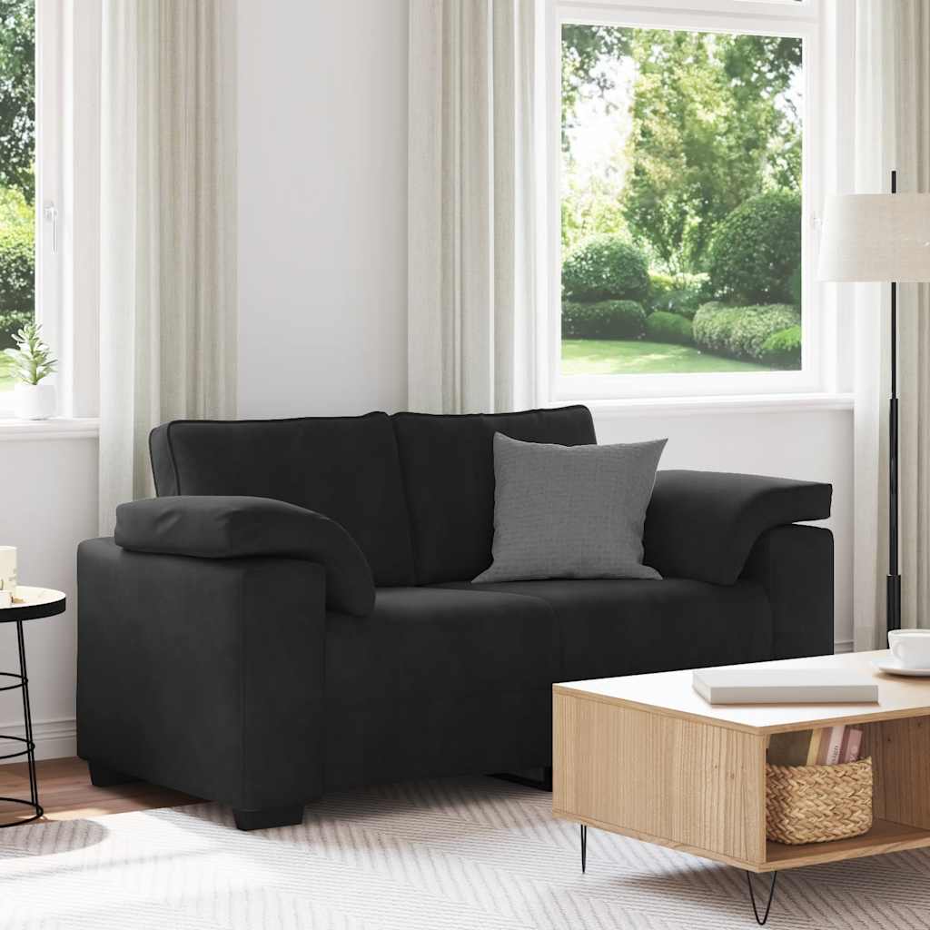 fekete bársony loveseat kanapé 160x77x82 cm