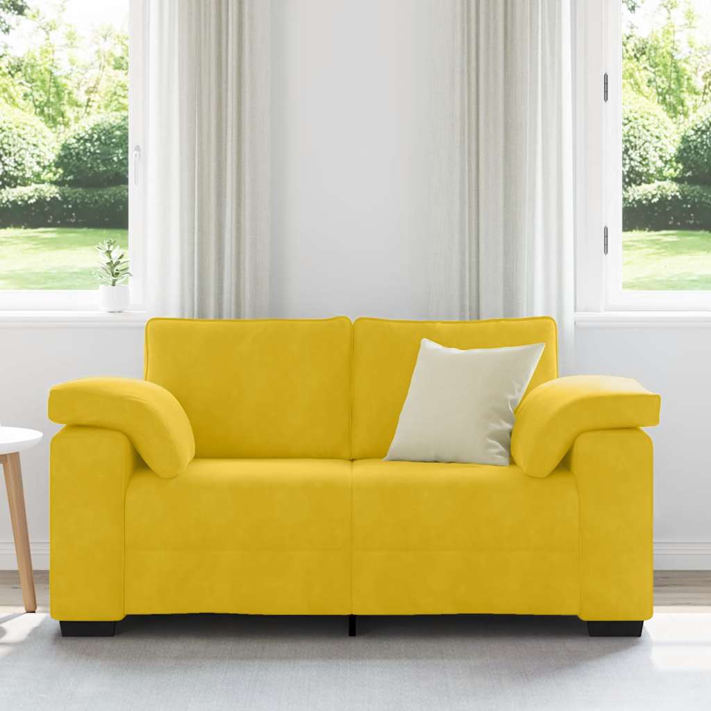sárga bársony loveseat kanapé 160x77x82 cm