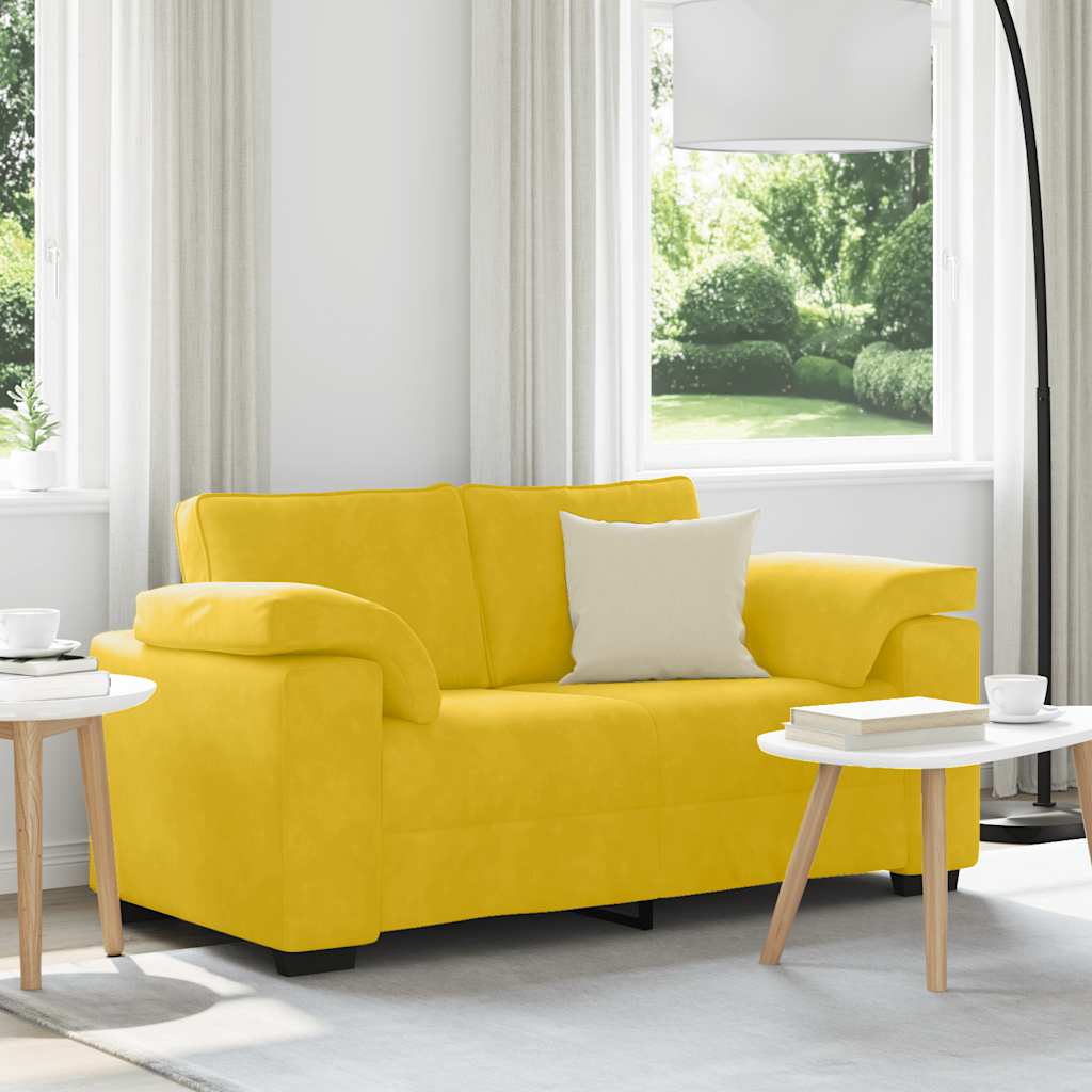 sárga bársony loveseat kanapé 160x77x82 cm