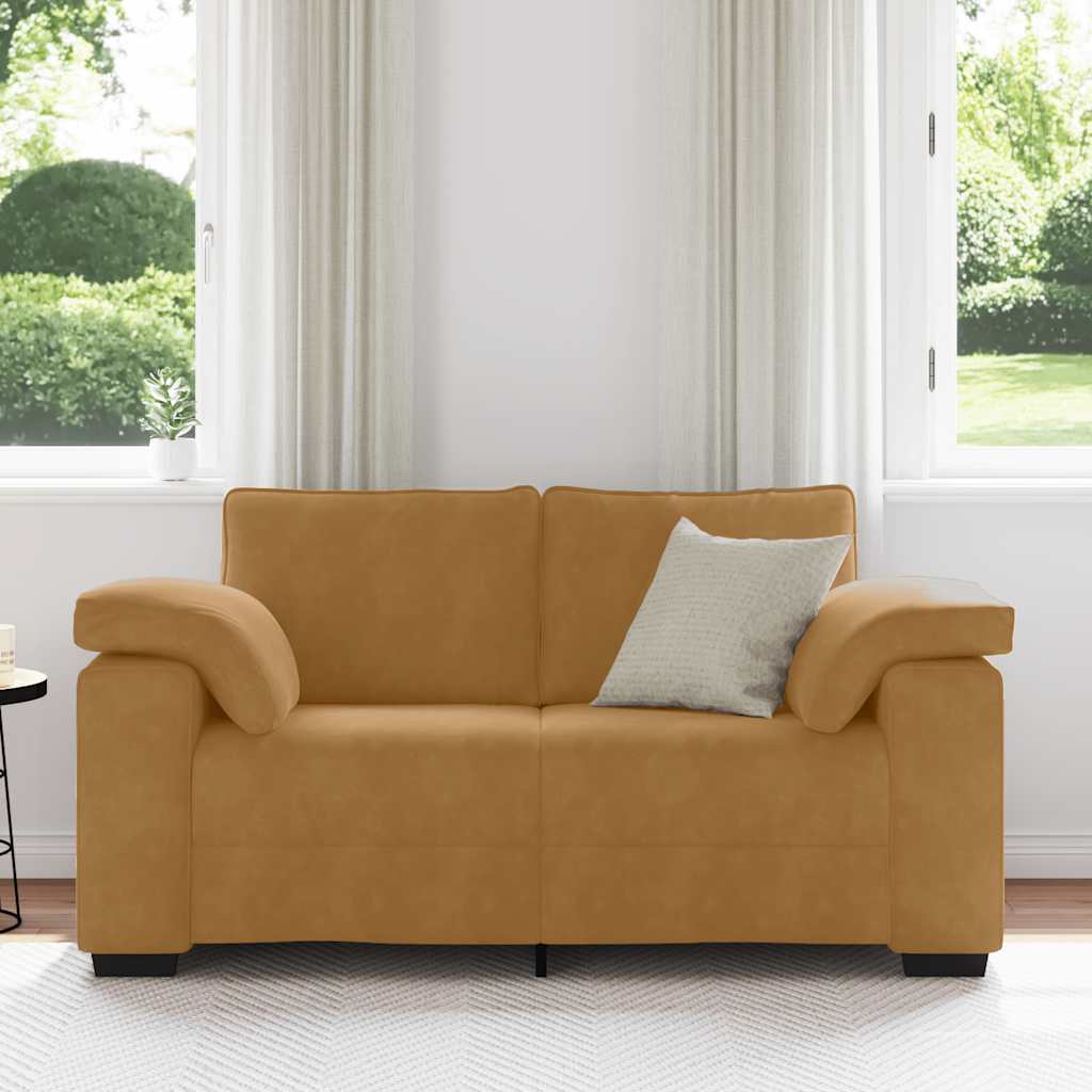 barna bársony loveseat kanapé 160x77x82 cm