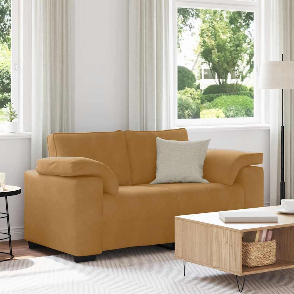 barna bársony loveseat kanapé 160x77x82 cm
