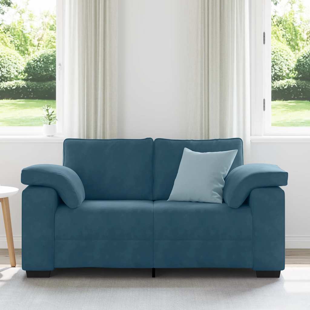kék bársony loveseat kanapé 160x77x82 cm