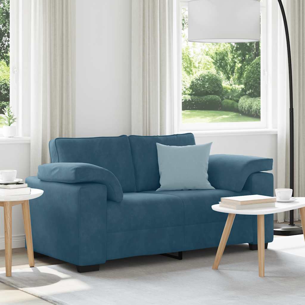 kék bársony loveseat kanapé 160x77x82 cm