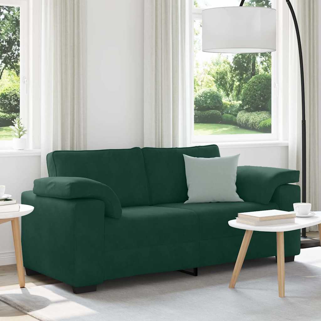 sötétzöld bársony loveseat kanapé 180x77x82 cm