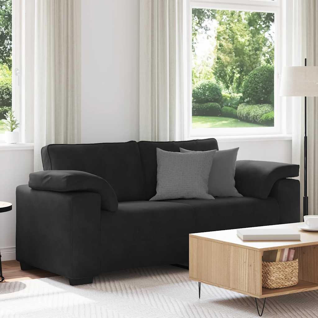 fekete bársony loveseat kanapé 180x77x82 cm
