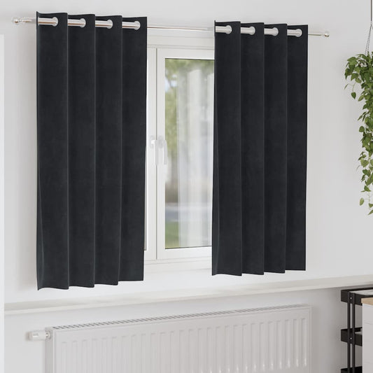 Sötétítő függönyök 2 pcs Fekete 140 x 175 cm Bársony