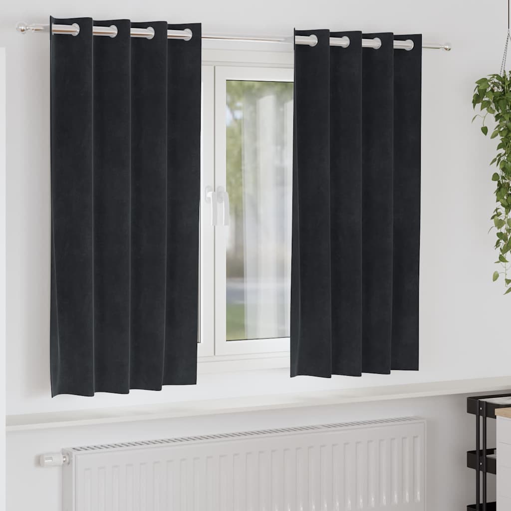 Sötétítő függönyök 2 pcs Fekete 140 x 175 cm Bársony