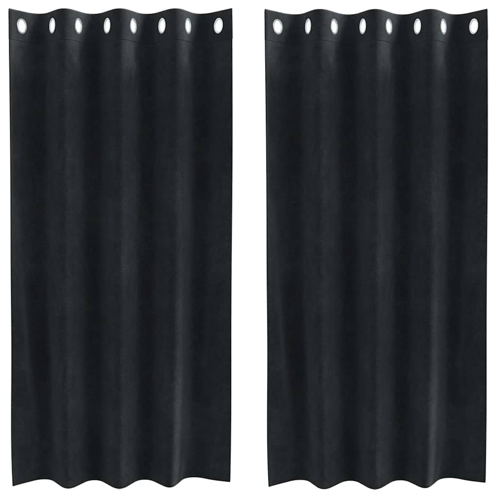 Sötétítő függönyök 2 pcs Fekete 140 x 175 cm Bársony