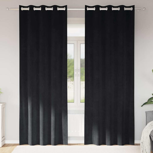 Sötétítő függönyök 2 pcs Fekete 140 x 225 cm Bársony