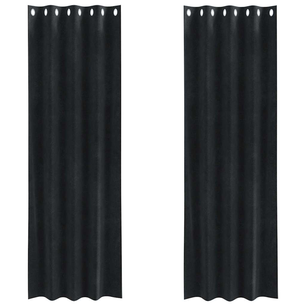 Sötétítő függönyök 2 pcs Fekete 140 x 225 cm Bársony