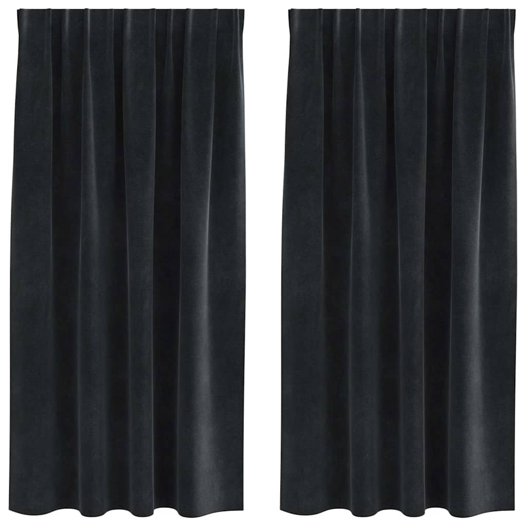 Sötétítő függönyök 2 pcs Fekete 140 x 175 cm Bársony
