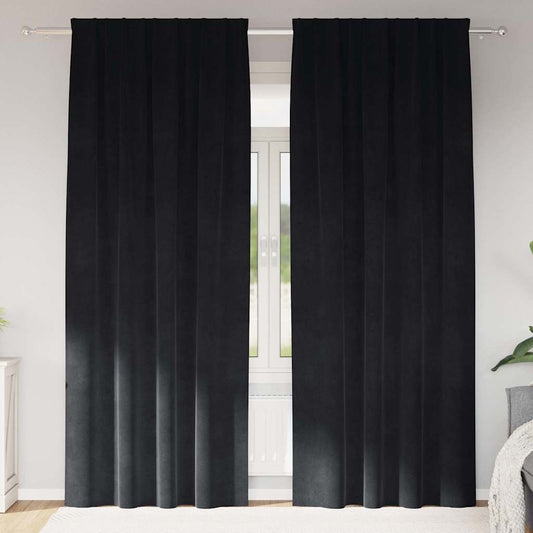 Sötétítő függönyök 2 pcs Fekete 140 x 225 cm Bársony
