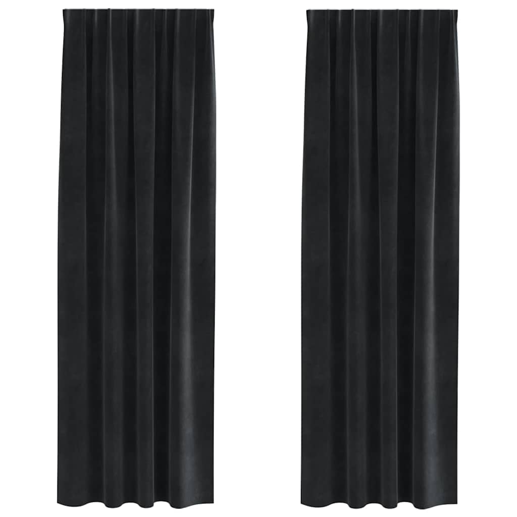 Sötétítő függönyök 2 pcs Fekete 140 x 245 cm Bársony