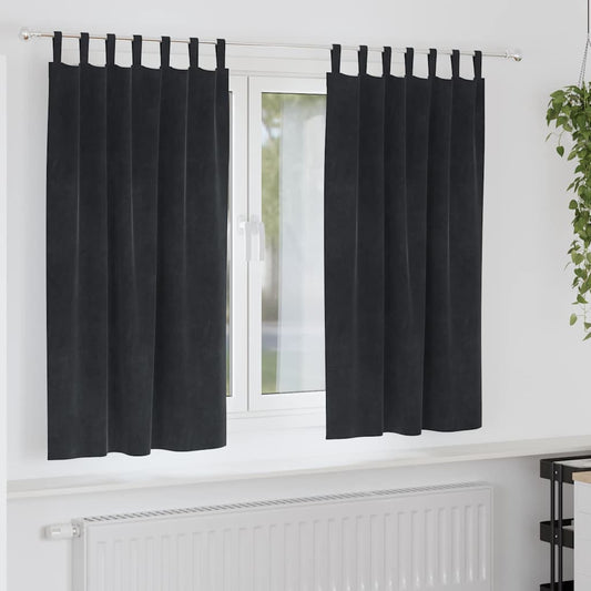 Sötétítő függönyök 2 pcs Fekete 140 x 175 cm Bársony