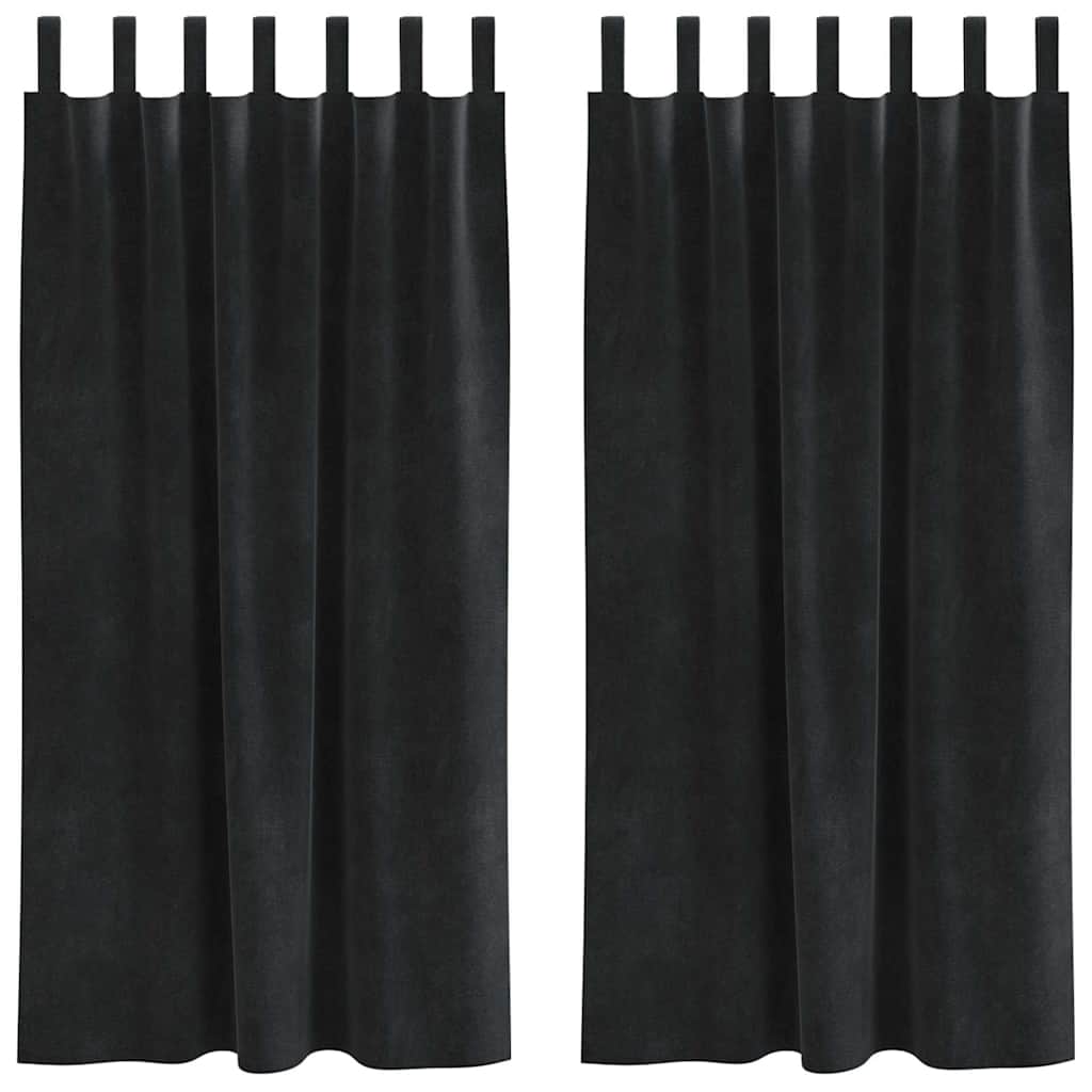 Sötétítő függönyök 2 pcs Fekete 140 x 175 cm Bársony